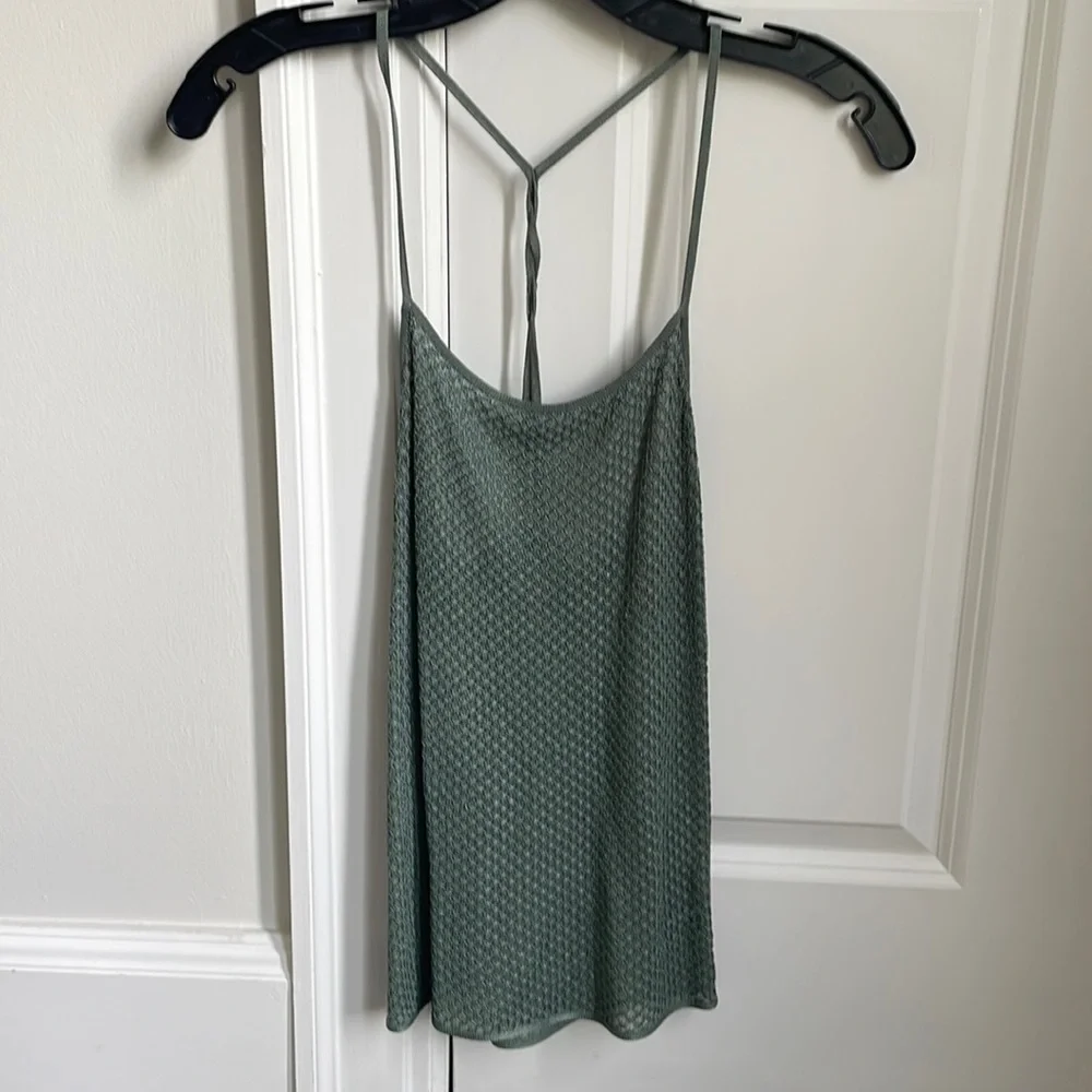 Giorgio Armani knit camisole tank top sz 42 green t back size 4ish - Picture 4 of 8